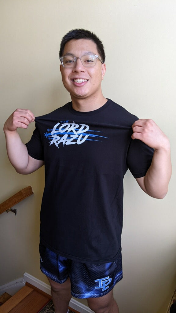 The Lord Razu community wearing archive merch