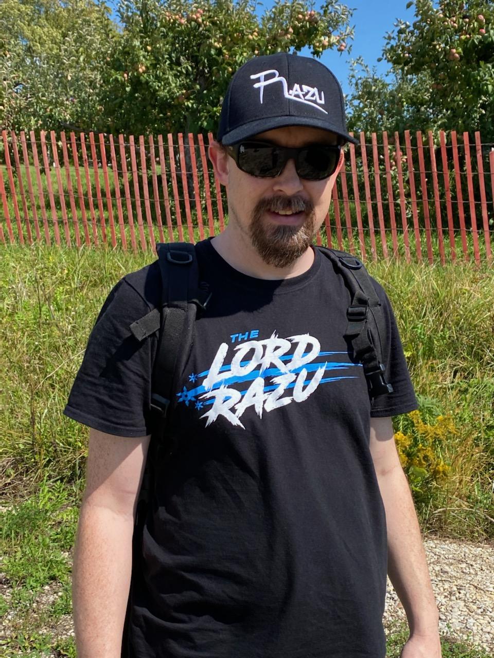 The Lord Razu community wearing archive merch