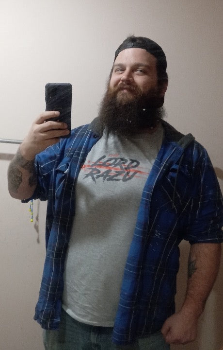 The Lord Razu community wearing archive merch